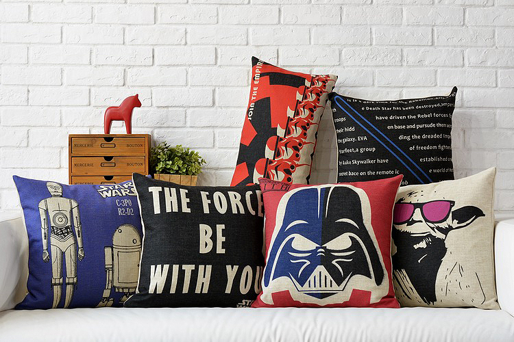 Star Wars pillow cover, cartoon movie Black Warrior Imperial Stormtrooper yoda r2d2 throw pillow ...