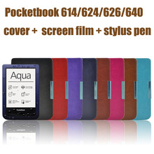 Protective shell for pocketbook 614/624/626/640 luxury pu leather cover case ereader case free shipp+protective film+stylus