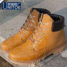 Suede leather man boot Winter men boots ankle shoes warm snow velvet fur work martin cowboy motorcycle male shoe lace-up