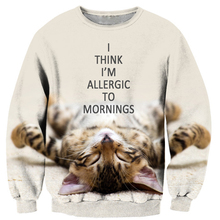 Newest Women Men Long Sleeve Outerwear Lazy Cat/America Flag Print 3D Sweatshirt Street Hipster Sweatshirts Crewneck Pullovers