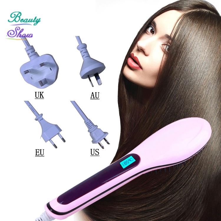2016 New Hair Brush Auto Fast Hair Straightener Comb Irons Come With LCD Display Electric Straight