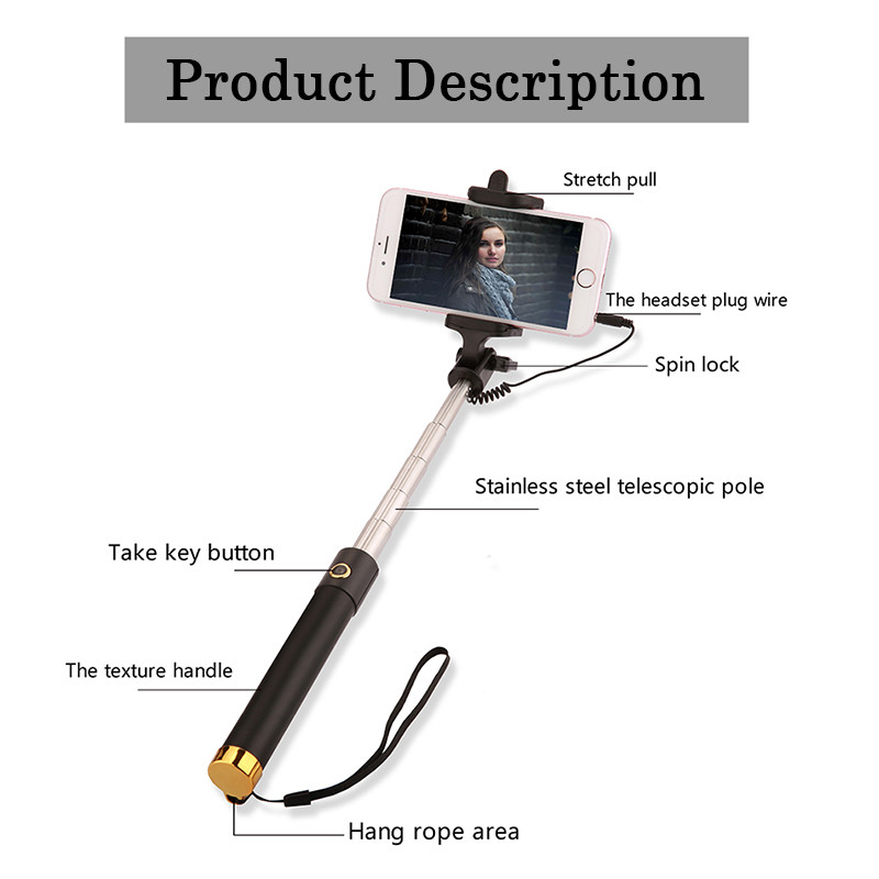 Luxury extendable folding wired Selfie Stick