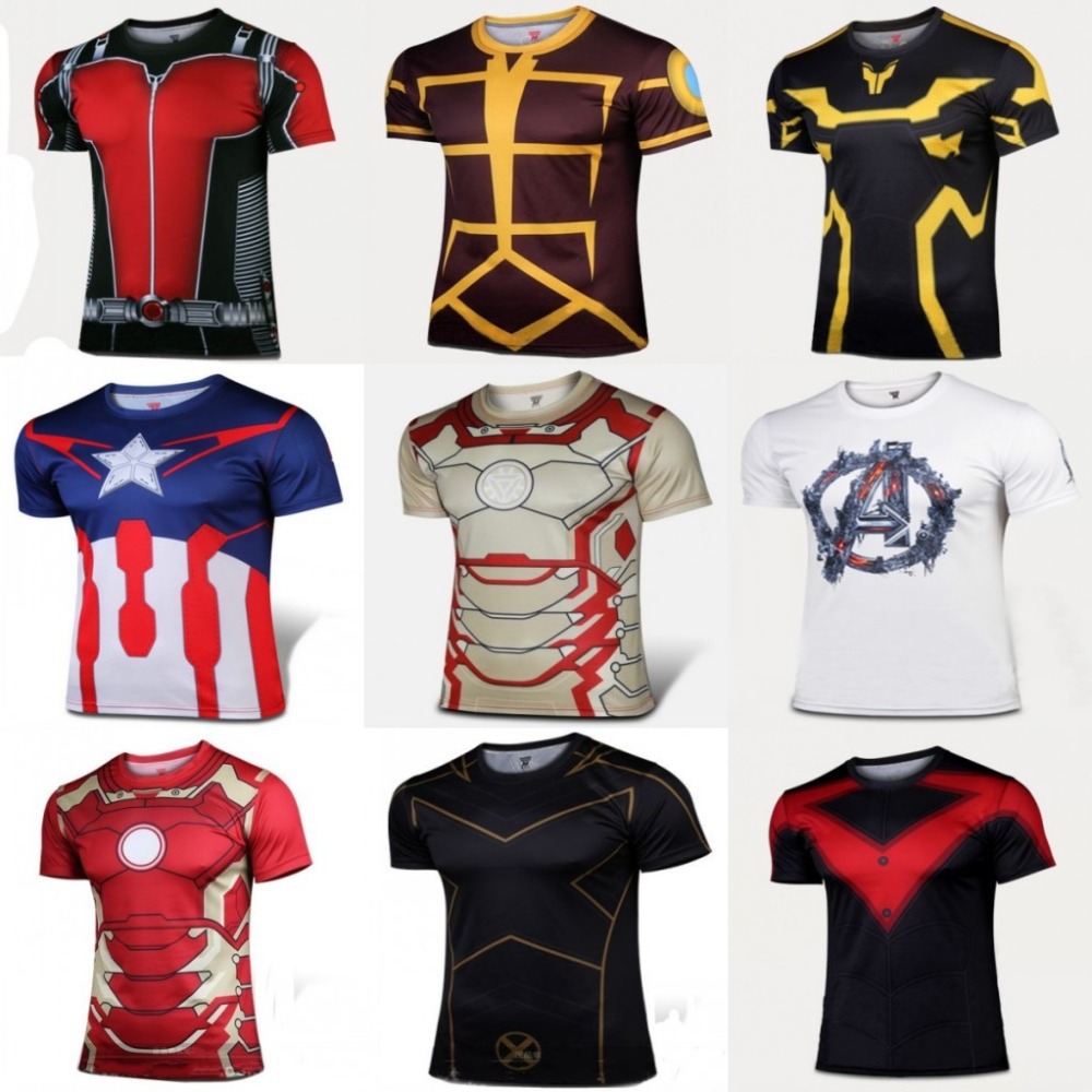 New 2015 Batman Spiderman Ironman Superman Captain America Winter soldier Marvel T shirt Avengers Costume Comics