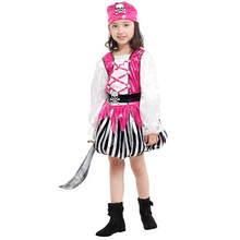 7 Sets/lot Free Shipping Kids Pirate Costumes Children Carnival Halloween Masquerade Party Fancy Dress Girls Cosplay Clothes