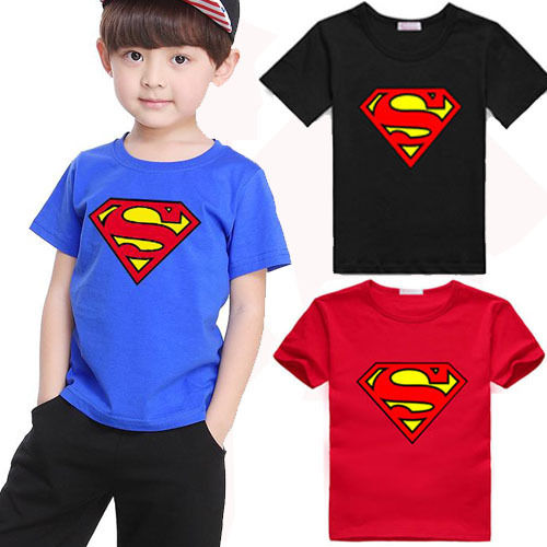 2016 Summer Baby Kids font b Boys b font Superman Short Sleeve T shirt Cotton Tops