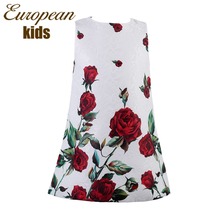 2015 New Spring Summer Girl Dress Floral Pattern Girl Dress Short A-Line Girl Dresses European Style Baby Girl Dresses 2-12 Year