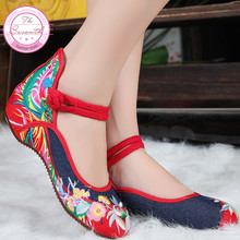Plus Size 41 Fashion Women Shoes, Old Beijing Mary Jane Flats With Casual Shoes, Chinese Style Embroidered Cloth shoes woman