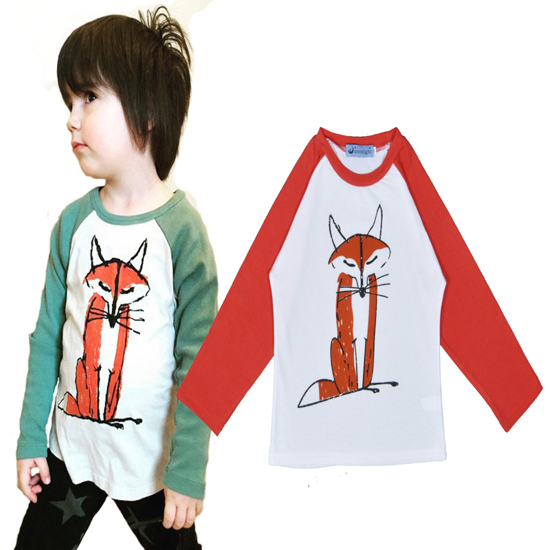 Bobo Choses baby girl T-shirts Fox printed T shirts bobo choses baby girl clothes Cartoon animal vetement garcon fille wholesale