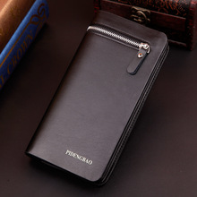 New Arrival Business PU Leather Men Wallets Long Desinger High Quality Zipper Bag Phone Wallets Hand