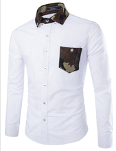 Men Shirt 2015 Fashion Men’S Long-Sleeved Shirt Male Chest Camouflage Brand, Camisa Masculina Casual Slim Chemise Homme XXL ADSV
