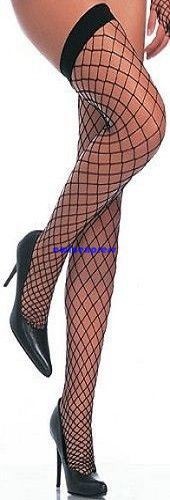 SUPER SEXY SEAMED FISHNET HOLD-UP STOCKINGS WITH LACE 