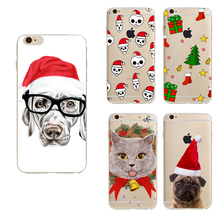 Lots Style Christmas Cartoon animals For lazy dog cat mobile Phone cover For Iphone5 5S case Christmas tree Pattern 4.0 Inch