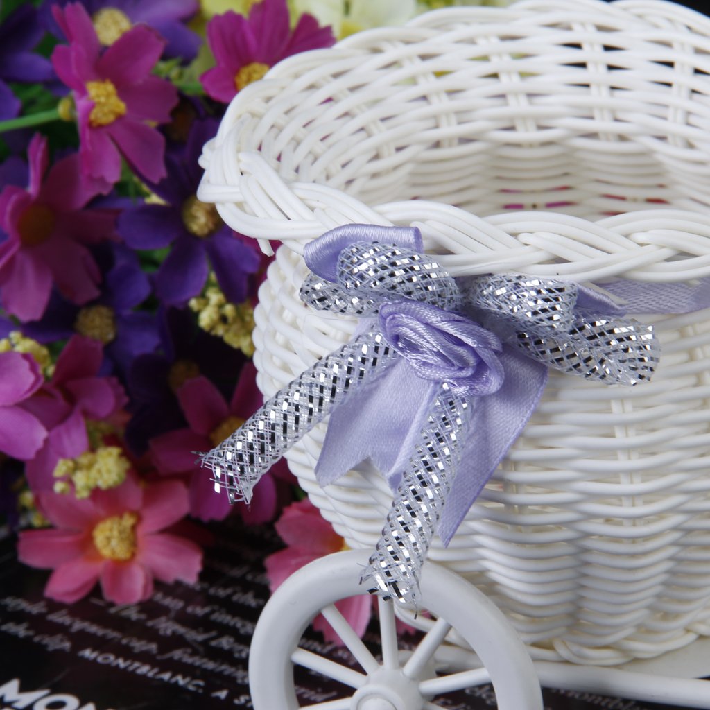 2015 Best Handmade rattan baskets tricycle bicycle basket vase decorated (white purple)