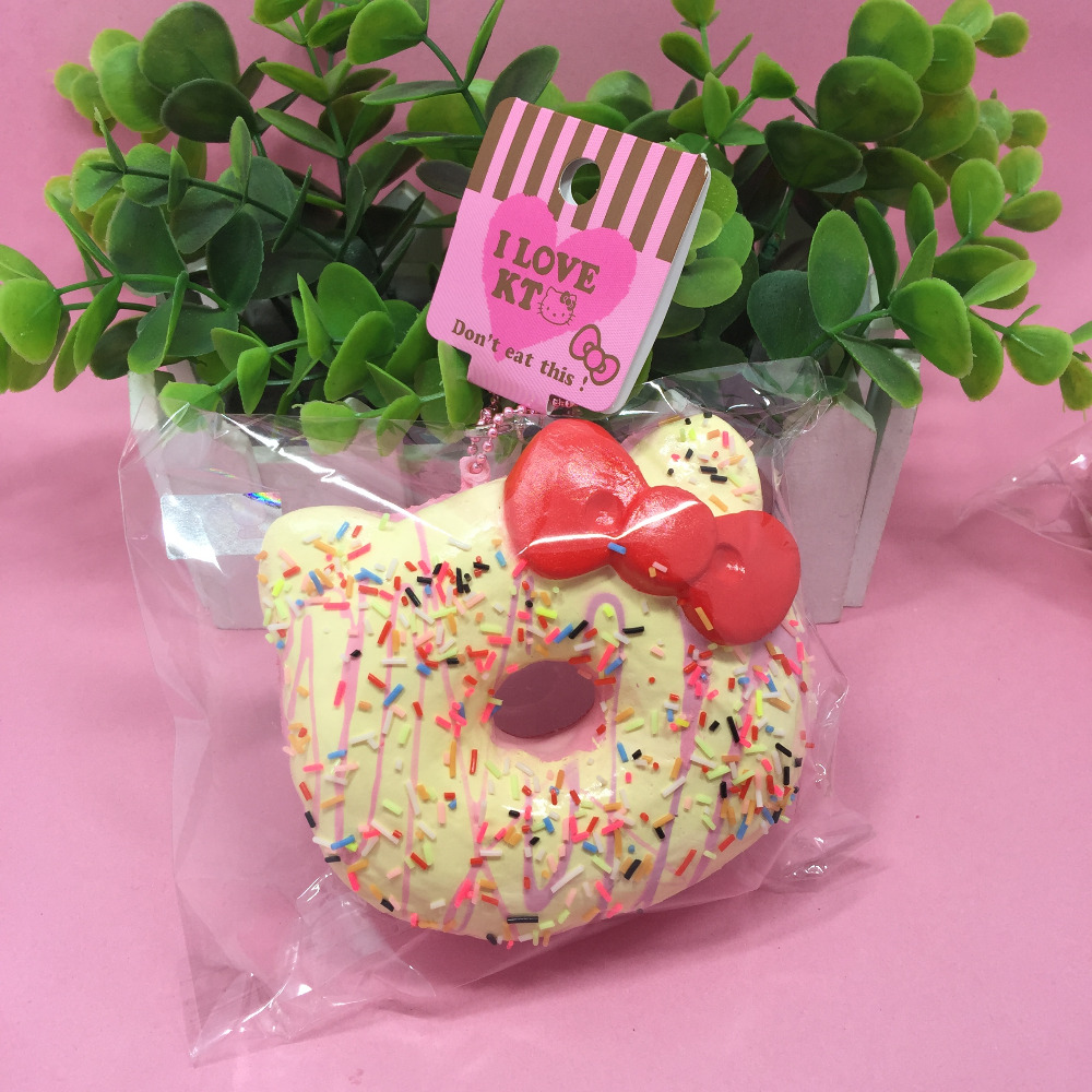 new 10pcs 10cm original package rare Jumbo white Donut squishy hello kitty Squishy cell phone ...
