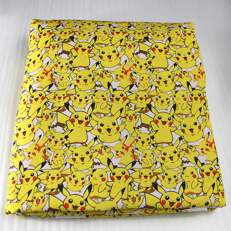 42770 50*147cm cartoon Pikachu Pokemon fabric patchwork printed cotton fabric for Tissue Kids Bedding textile,Sewing Tilda Doll