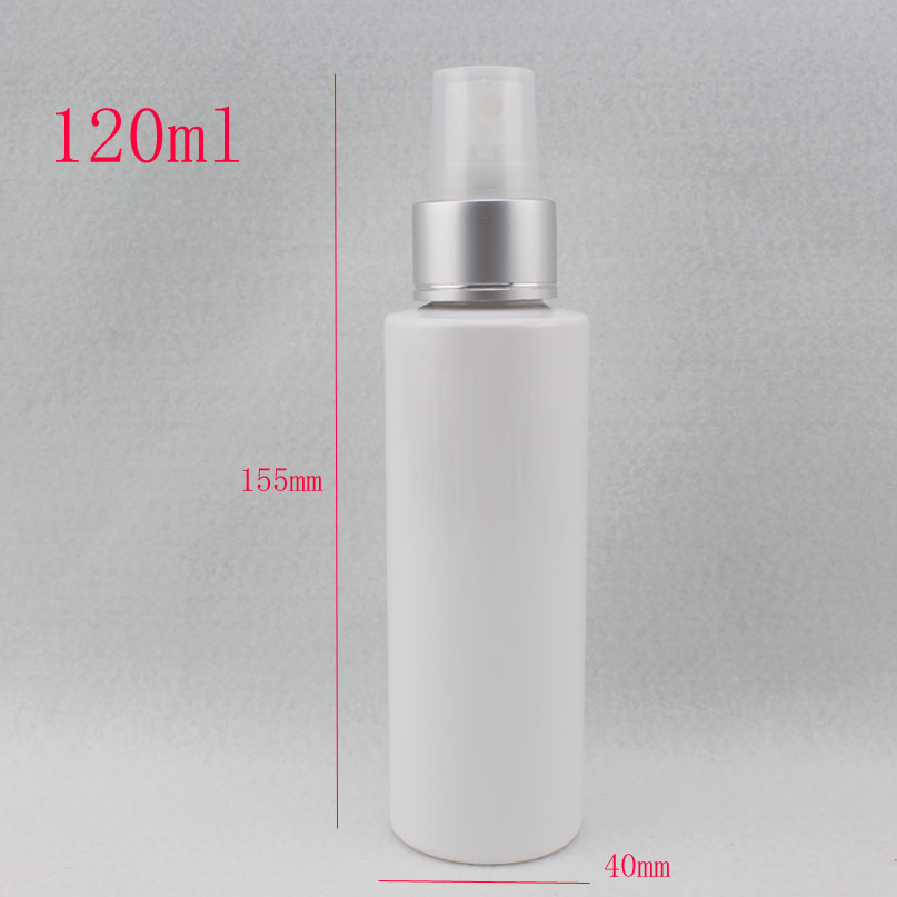 120ml X 40 white DIY plastic spray bottle 120cc aluminum spray nozzle fine mist pump cosmetic bottles containers, water bottle