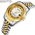 2016 Luxury GIMTO Gold Quartz watch Men Business Watches Stainless Steel Date Waterproof Male Watch Relogio