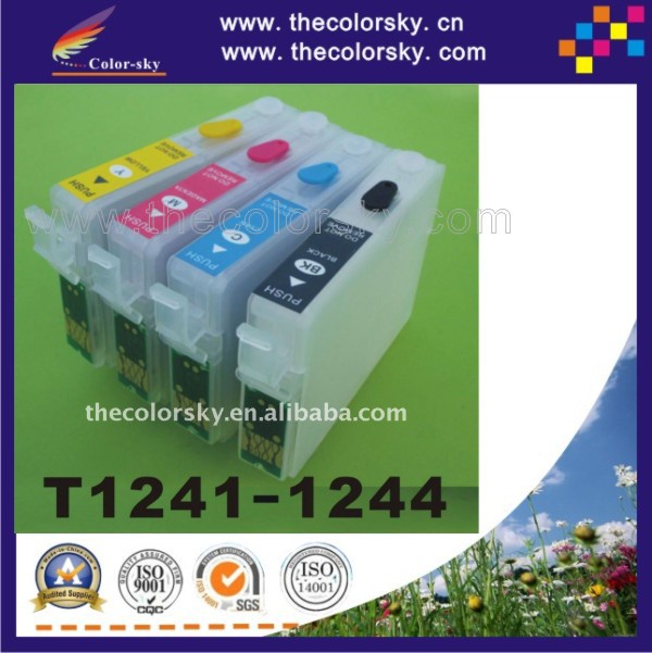 (RCE1241) refillable ink inkjet cartridge for Epson T1241-1244 T124 T 124 Stylus NX125/NX420 Workforce 325/320/323 BK/C/M/Y