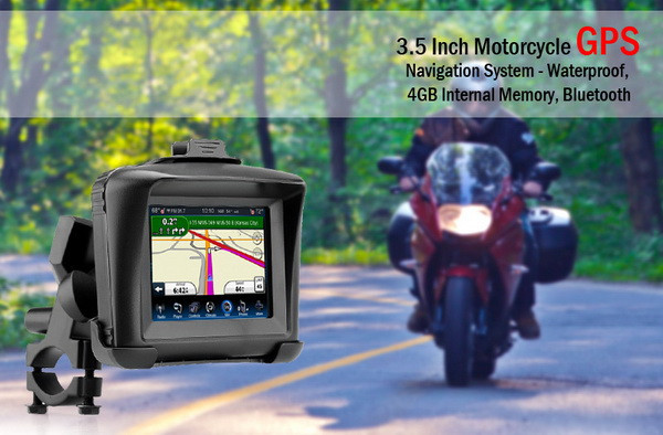 3.5 Inch Motorcycle GPS Navigation System - Waterproof, 4GB Internal Memory, Bluetooth4