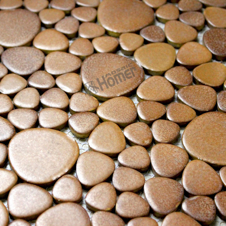 shipping free!! light brown ceramic mosaic tiles, pebble pattern, kitchen, bathroom floor tiles, wall tiles mosaic free shipping