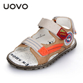 UOVO 2016 Summer High Quality Leather Boys Sandals Wearable Children Sandals For Boy Nonslip Beach Sandals