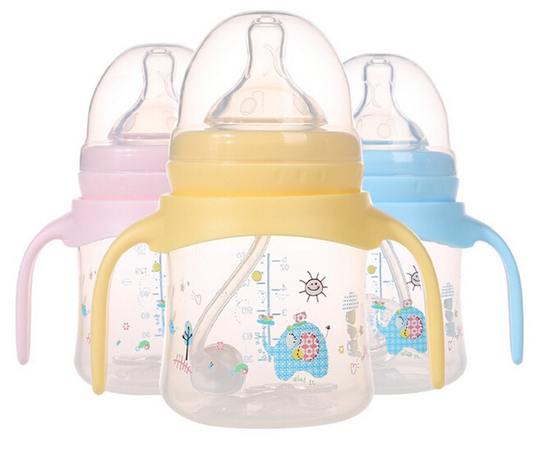 150ML Handle Plastic Baby Feeding Bottle Wide Mouth Baby Milk Bottle Copo Infantil Children Infant Children Kids Nursing Bottle (12)