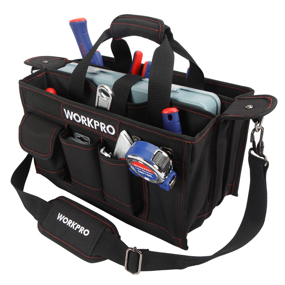 2020 WORKPRO 600D Shoulder Tool Bag With Center Tray Waterproof Tool