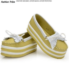Women High Heel Platform Shoes 2016 Spring New Fashion Brand Eur Size 34-40 Woman Heels Casual Genuine Leather Female Pumps