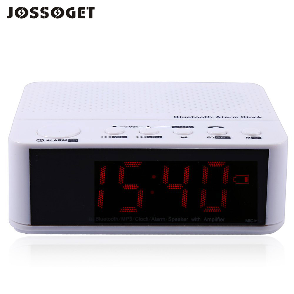 Wireless Mini Multi-function Clock Alarm Bluetooth V2.1 Speaker with LED Time Display FM Radio TF Reader Hands Free Amplifier