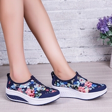 Summer new arrival 2016 canvas floral print shoes breathable female women’s casual shoes platform elevator foot wrapping swing