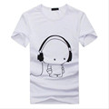 Headphone Man Boys 2016 New Cartoon Korea Basic Pure Color Tee T shirt Summer Hot Cotton
