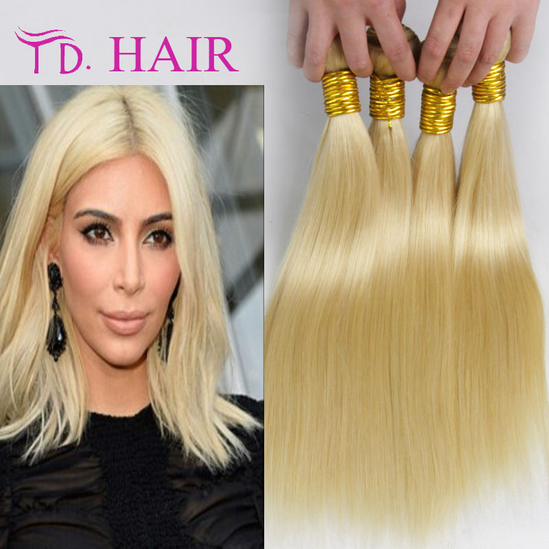 Cheap 613 blonde virgin hair unprocessed human hair extensions 4pcs /lot braizlian straight virgin hair .