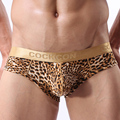 2014 COCKCON Leopard Print Penis Pouch Tights Men s U convex Briefs Gold Edge Underwear Gay