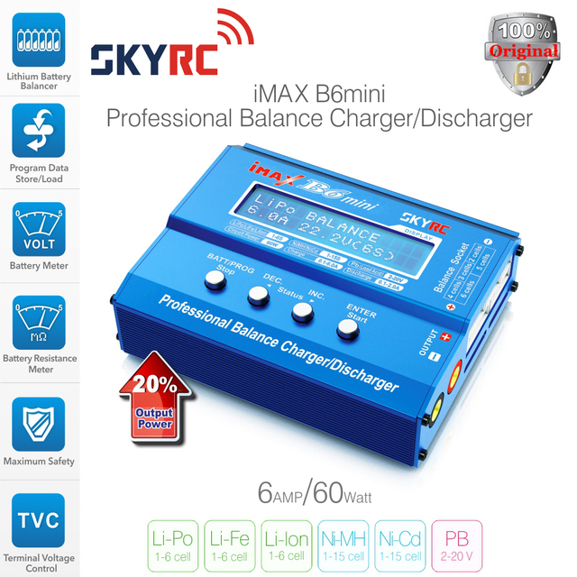 100% Original SKYRC IMAX B6 MINI 60W Balance Charger Discharger For RC Helicopter Battery Charging Re-peak Mode for NIMH/NICD