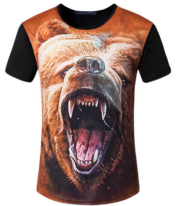 3D T Shirt Men Brand 2015 Fashion 3D Bear Head Pat...