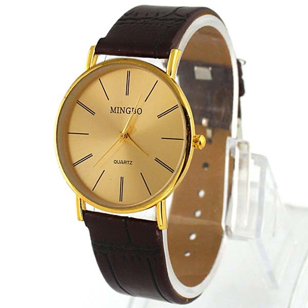 Top Sale Fashion Accurate Golden Luxury Gentle Men s Leather Band Quartz Wrist Watches 