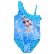Retail 2015 Kids Swimsuit 3 10Y Girls Elsa Anna Swimwear Children Swim Costume Sunbath Beachwear Bikini