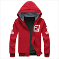 2016 New Mens Hoodie Hooded Sweatshirt Long Sleeve Letter Number Print Casual Zip up Sport Fleece