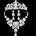 Bridal Wedding Jewelry Necklace Earrings Headdress Bridal Jewelry Sets Top Quality Wedding Plated Rhinestone Dress Accessories