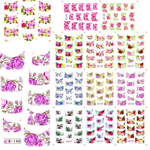 11 Designs in 1 Water Transfer Decals French Wrap Nail Art Stickers Mix Designs DIY Beauty