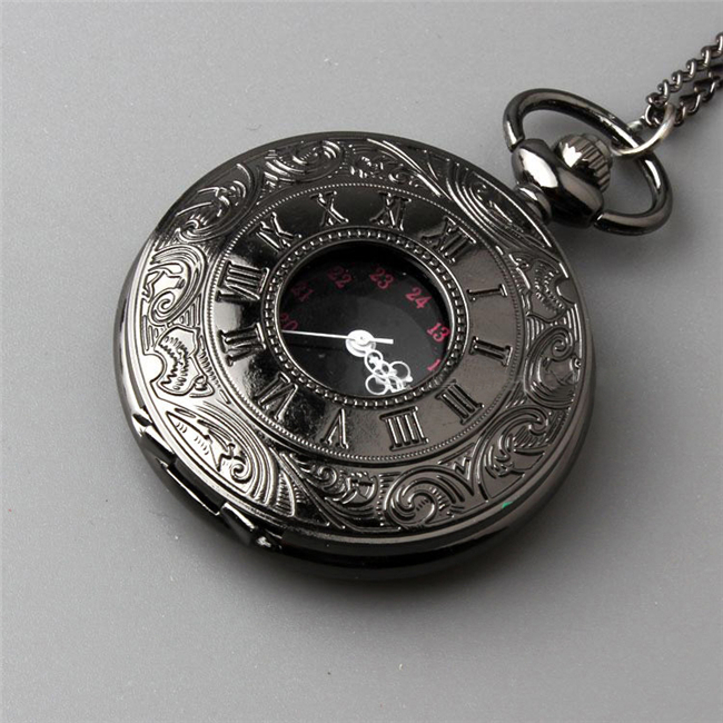 The new color guns necklace antique pocket watch men and women classic high grade black large