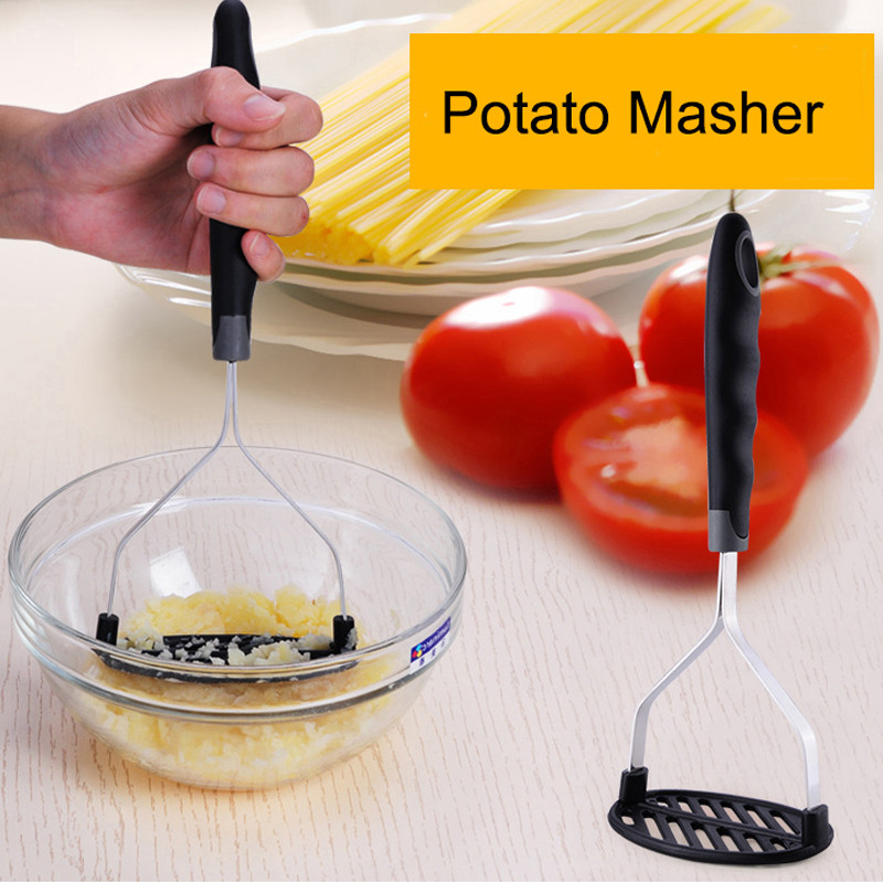 Rubber Handle Stainless Steel with Nylon Head Tomato Potato Masher Fruit Vegtable Crusher (1)