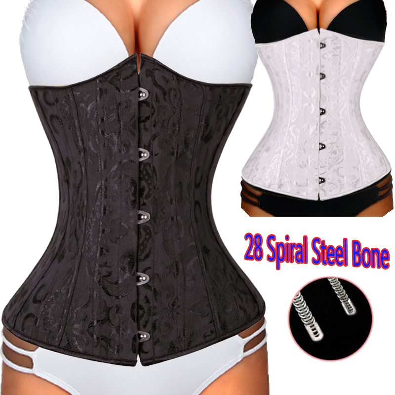 28 Steel Boned Corset Top Waist Training Corsets Bustier Black Floral Embroidery Best Gra Body Shaper