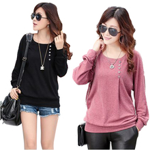 NEW 2014 European Autumn Winter Elegant Woman’s Tops O-Neck Long Batwing Sleeve Shirt Women Blouse With Button 3 colors