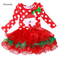 Niosung New Year Christmas Girl Kids Polka Dot Long Sleeve Dress Baby Clothing Christmas Party Costume