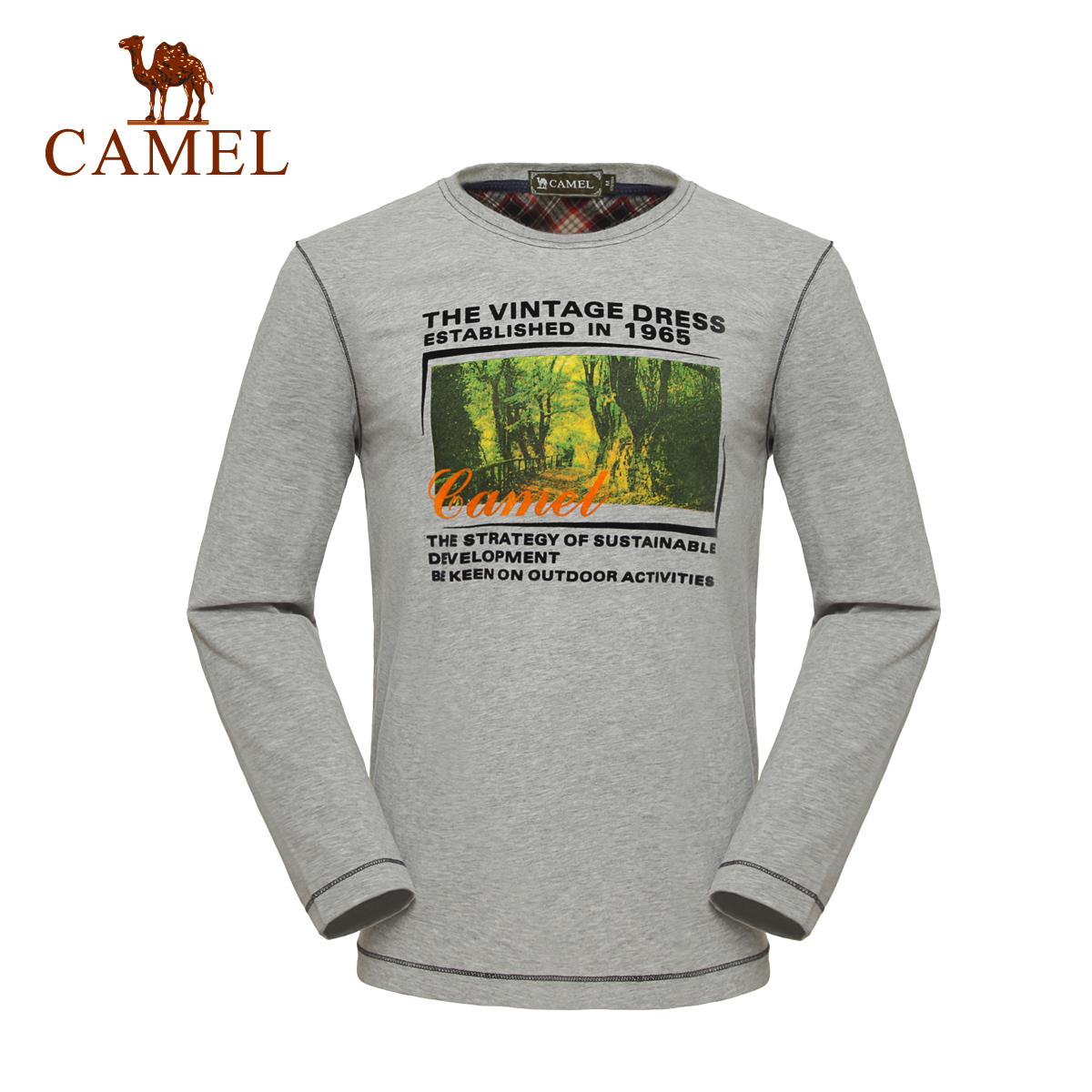 For camel outdoor casual clothing new arrival Men casual long-sleeve round neck T-shirt a4w232232