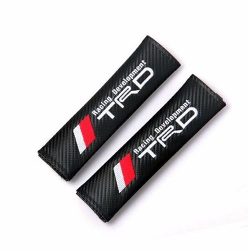 2015 Hot 2x Car Carbon Fiber Texture Seat Belt Cover Shoulder Pads for toyota TRD best