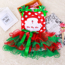 2015 New Christmas Dress Santa Claus Baby Girls Clothes Kids Clothing Polka Dot Snow Man Costume Red Color Xmas Party Dresses