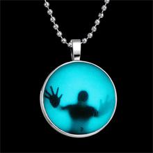 Fashion Shadow Men Style Necklace Glass Cabochon Chain Statement Pendant Necklace Glow In The Dark Fine Jewelry Punk Accessories