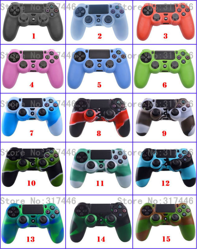 15 Styles 1 PCS Silicone Gel Rubber Case Skin Grip Cover For Playstation 4 PS4 Controller